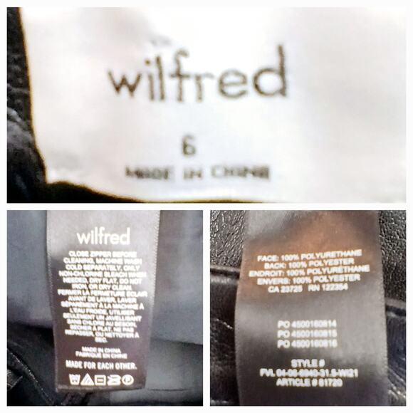 Wilfred The Melina™ Pant SZ 6 High-waisted Vegan Leather pants Black - Picture 5 of 5